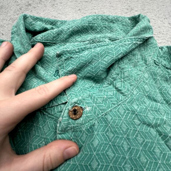 Tommy Bahama 100% Silk Textured Geometric Short Sleeve Shirt Mens XXL Green - Picture 7 of 12